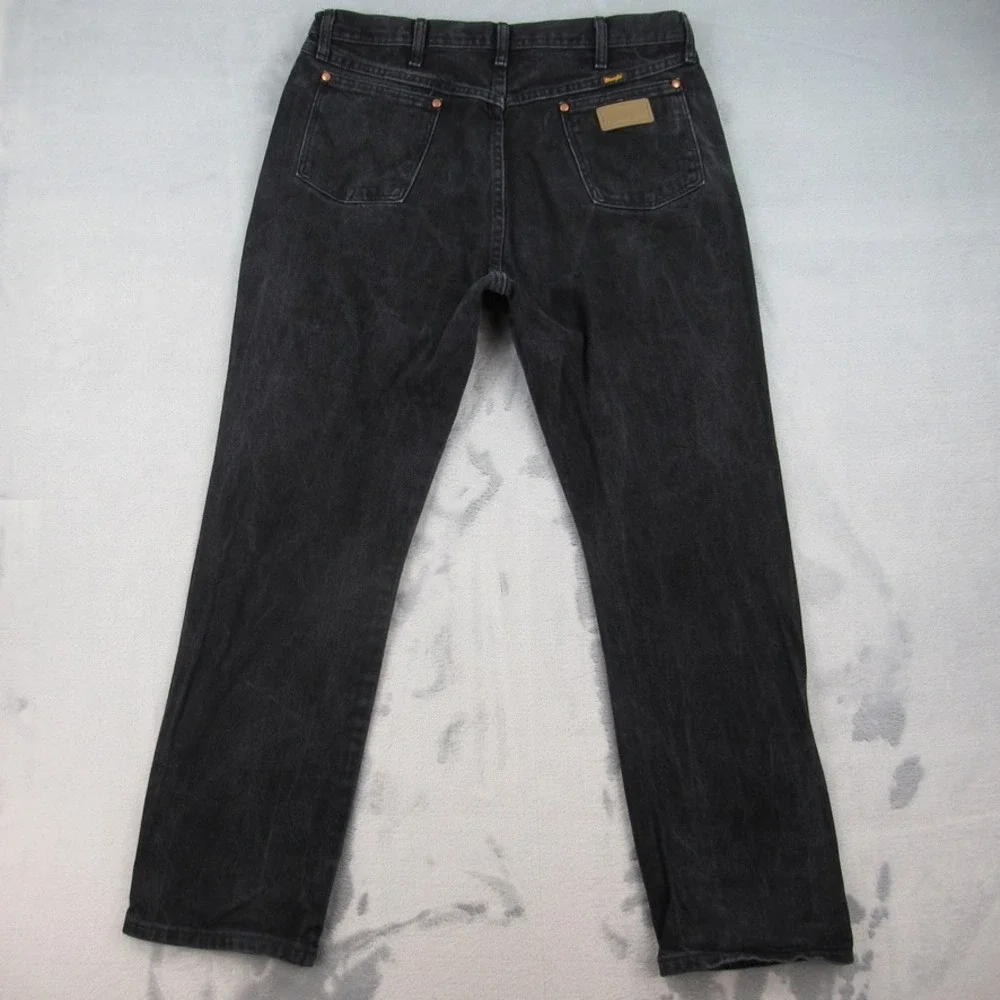 Wrangler Mens Black Cowboy Cut Original Fit Straight Leg Denim Jeans 36x32